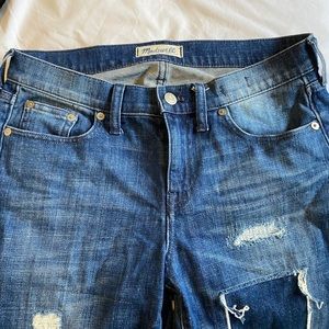 Madewell distressed and patched  jean!